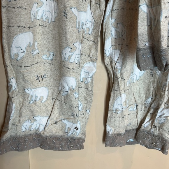 Munki Munki Tan and White Pajama Set with Polar Bear Print preowned SZ Small - Picture 5 of 9